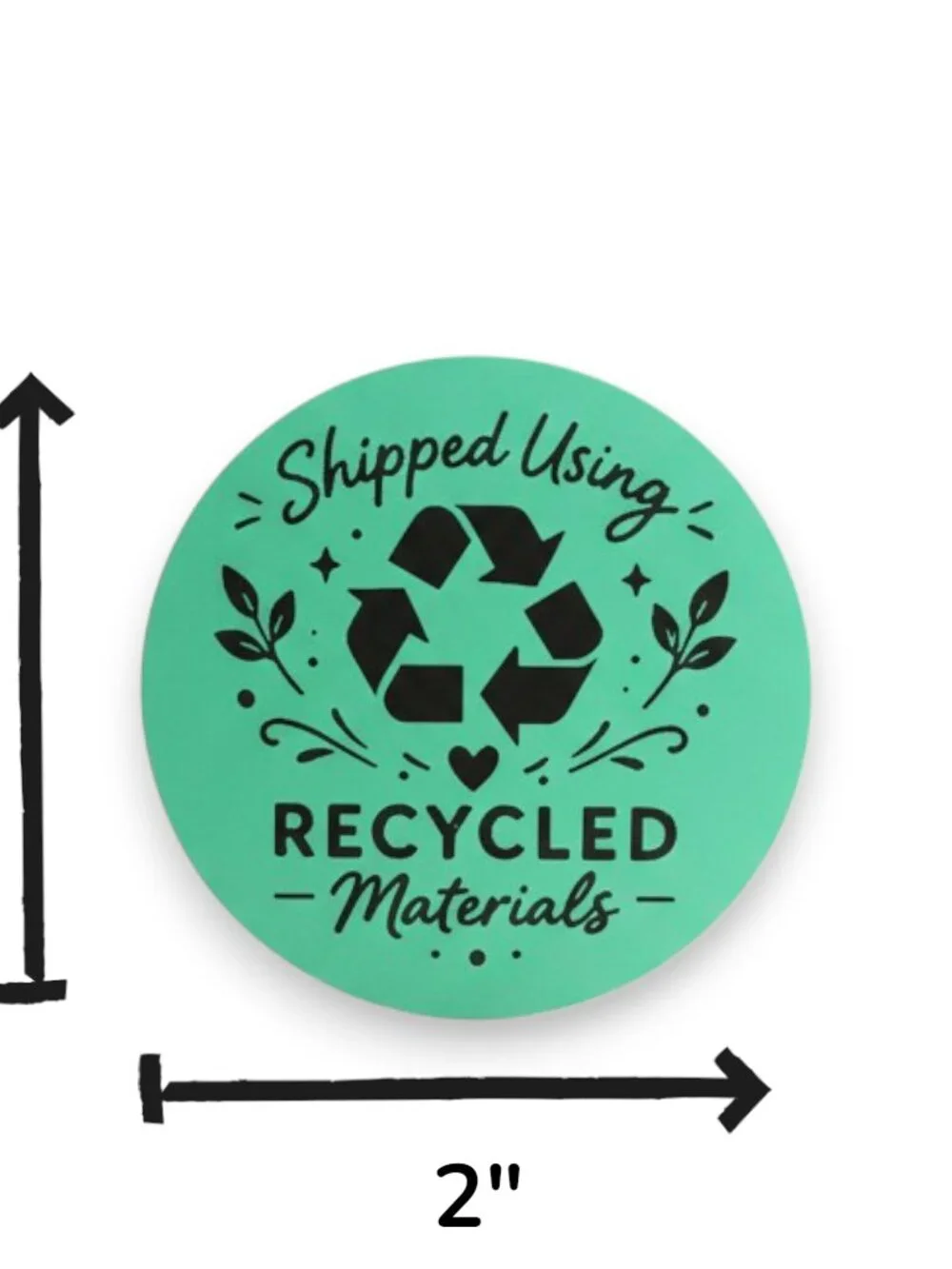 200 Recycled Packaging Stickers 2” Green Round Small Business Labels